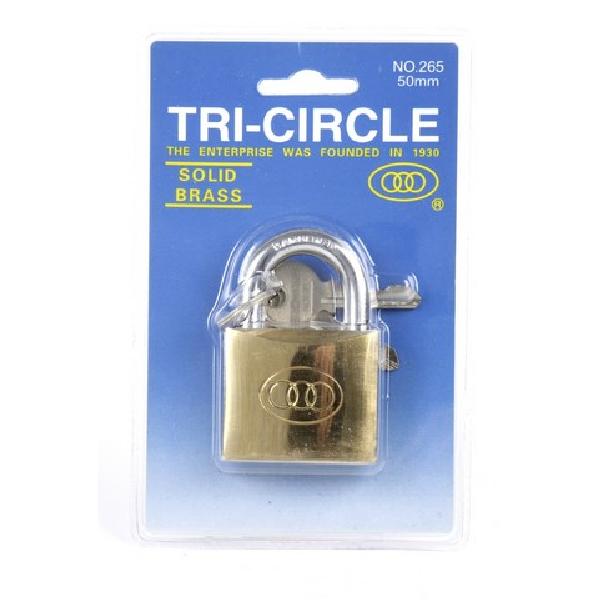 Tricircle Tri-Circle hangslot 50mm Messing, 3 sleutels, 50mm beugel, goudkleurig