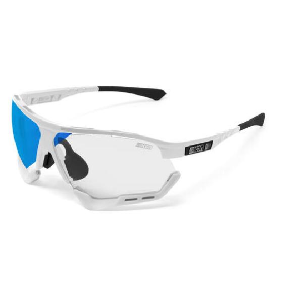 Scicon - Fietsbril - Aerocomfort XL - Wit Gloss - Fotochrome Lens Blauw Spiegel