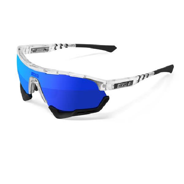Scicon - Fietsbril - Aerotech XXL - Crystal Gloss - Multimirror Lens Blauw
