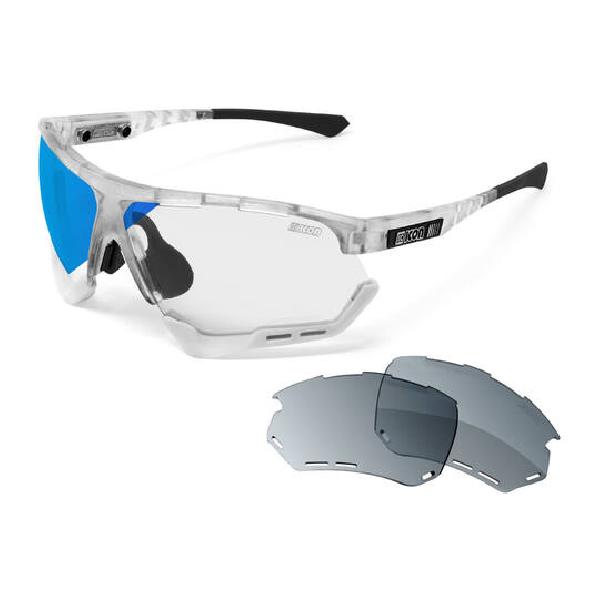 Scicon - Fietsbril - Aerocomfort XL - Frozen Matte - Fotochrome Lens Blauw Spiegel + extra Multimirror Lens Zilver