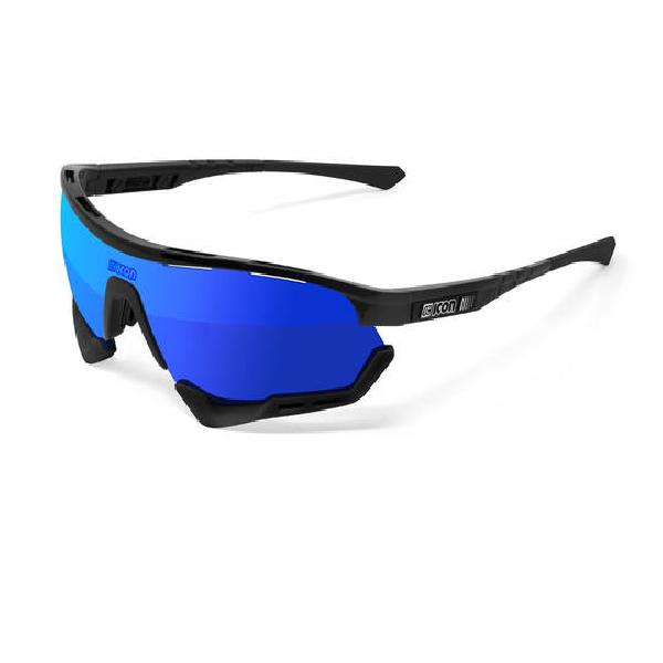 Scicon - Fietsbril - Aerotech XXL - Zwart Gloss - Multimirror Lens Blauw
