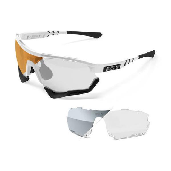 Scicon - Fietsbril - Aerotech XL - Wit Gloss - Fotochrome Lens Brons + extra Fotochrome Lens Zilver