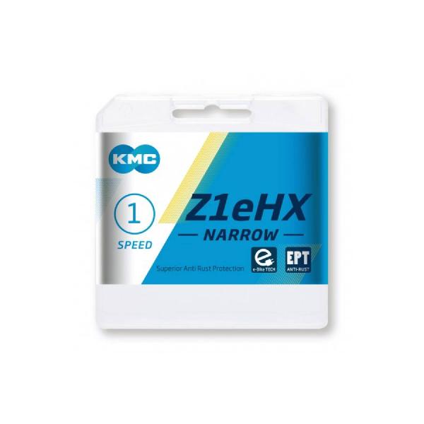 Kmc Z1eHX Narrow EPT Extra Long 128 schakels E-bike Lock 7.8mm Pin Donker Zilver