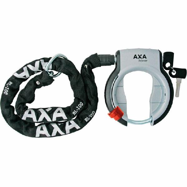 Axa Ringslot Defender Zwart/zilver + Ketting Rlc100