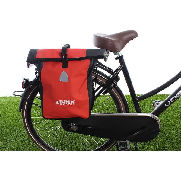 Enkele fietstas Single Pannier bag 16L Rood-zwart