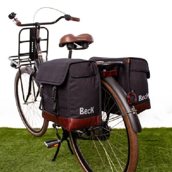 Dubbele fietstas Natural 38L Zwart