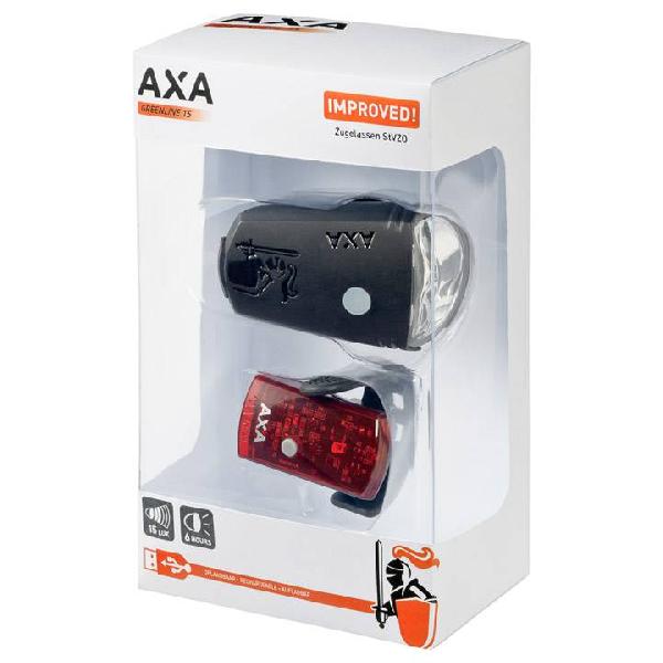 Axa verlichting set Greenline 15 Lux Usb
