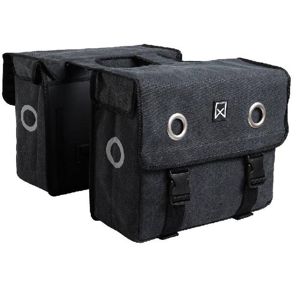 Dubbele fietstas Canvas Tas 46L Zwart