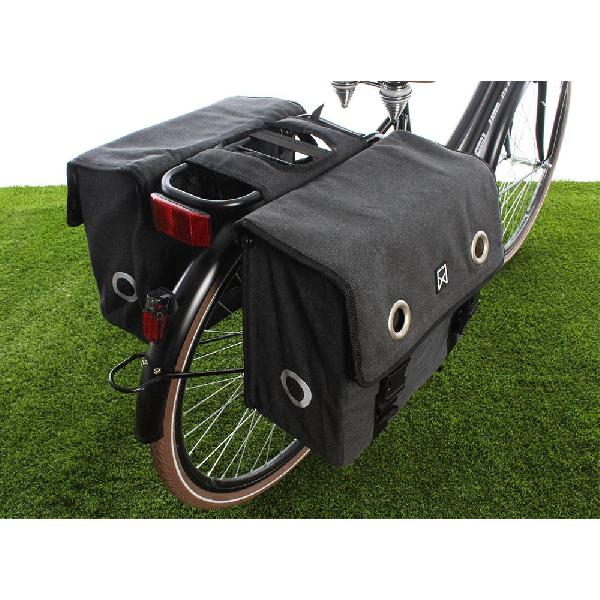 Dubbele fietstas Canvas Tas 40L Zwart