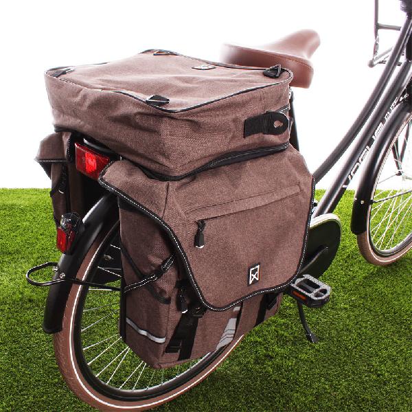 Dubbele fietstas Bagagetas XL 1200 Bovenvak Bruin