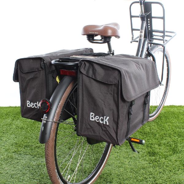 Dubbele fietstas Canvas Medium 48L Grijs