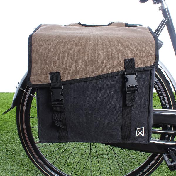 Dubbele fietstas Canvas Tas 101 38L Bruin/Zwart