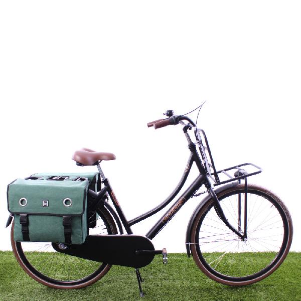 Dubbele fietstas Canvas Tas 46L Groen