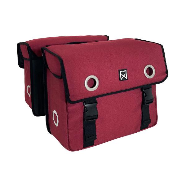 Dubbele fietstas Canvas Tas 40L Paarsrood