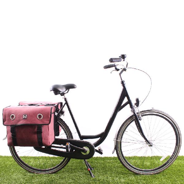 Dubbele fietstas Canvas Tas 46L Paarsrood