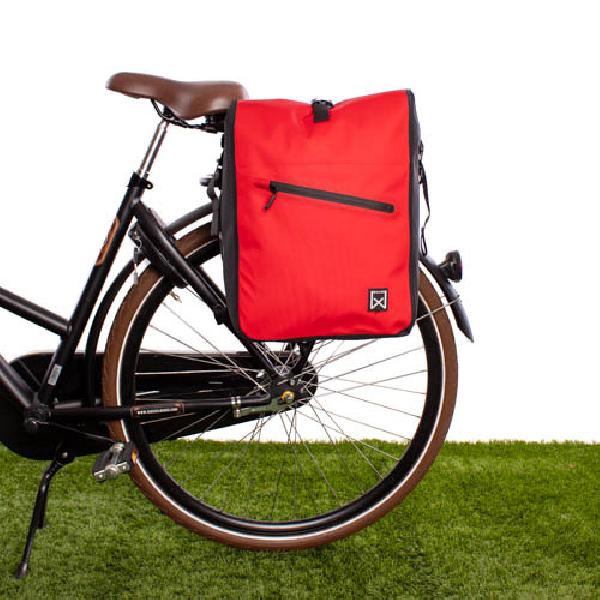 Enkele fietstas en rugtas Combi Waterdicht 27L Rood