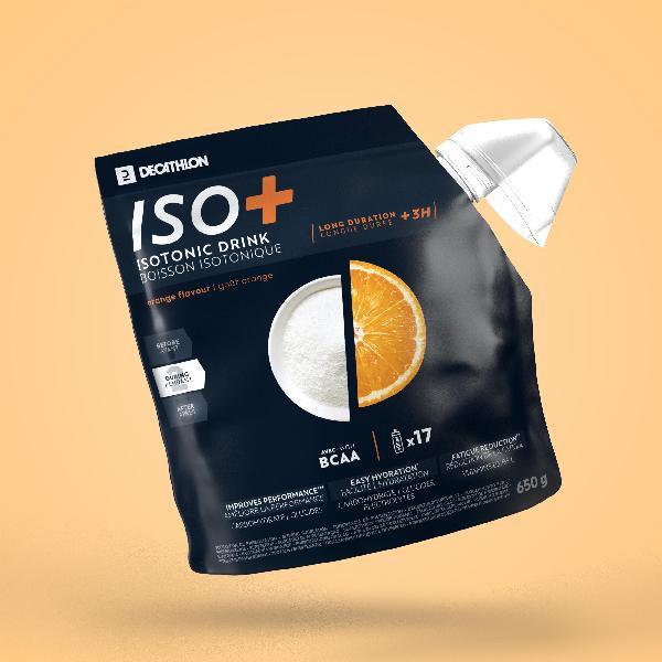 Poeder voor isotone sportdrank iso+ sinaasappel 650 g