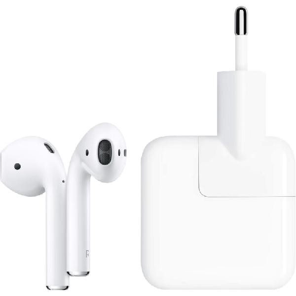 Apple AirPods 2 + Apple 12W USB Oplader