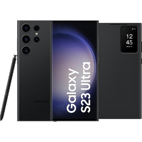 Samsung Galaxy S23 Ultra 256GB Zwart 5G + Clear View Book Case Zwart