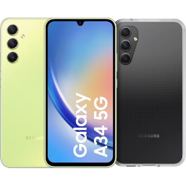 Samsung Galaxy A34 128GB Groen 5G + Otterbox React Back Cover Transparant
