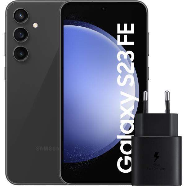 Samsung Galaxy S23 FE 256GB Grijs 5G + Samsung Oplader 25 Watt Zwart