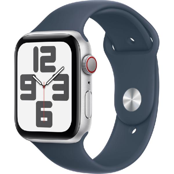 Apple Watch SE (2022) 4G 44mm Zilver Aluminium Sportband S/M
