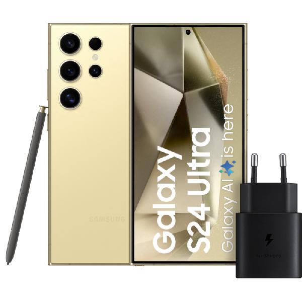 Samsung Galaxy S24 Ultra 256GB Geel 5G + Samsung Snellader 25 Watt Zwart