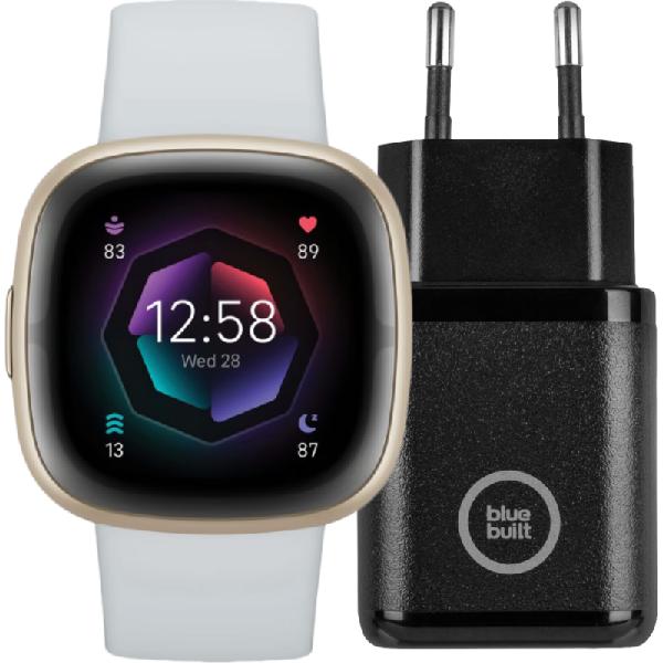 Fitbit Sense 2 Goud/Blauw + BlueBuilt Oplader