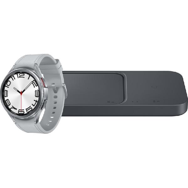 Samsung Galaxy Watch 6 Classic 4G Zilver 47mm + Samsung Duo Draadloze Oplader
