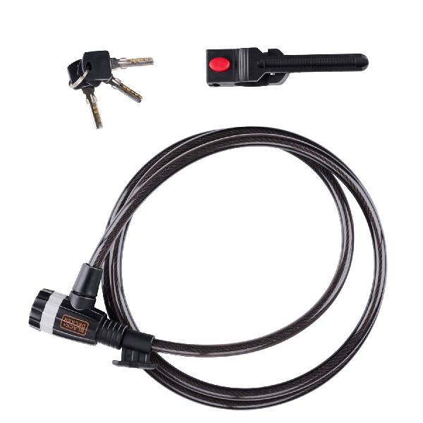 BLACK+DECKER Kabelslot BXCHBL7002 - Geschikt voor Fiets, Motor en Scooter - Lengte 180CM - Zwart