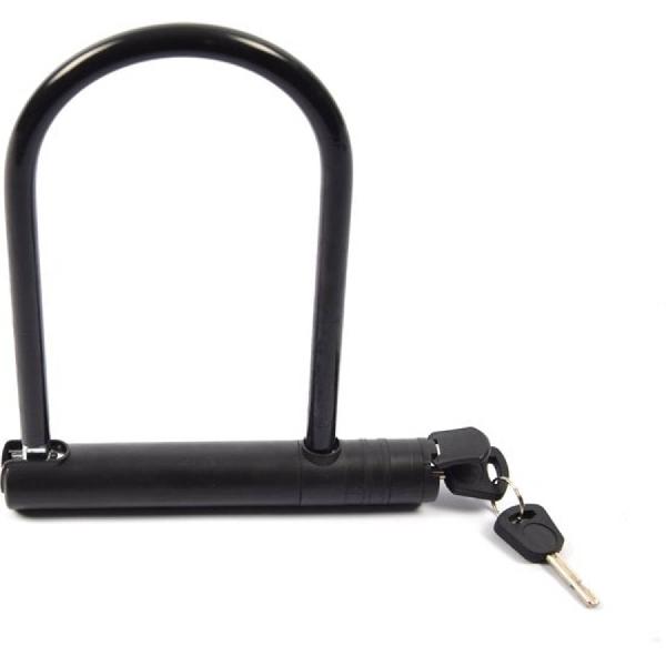 Fiets beugelslot zwart staal - 18.5x15 cm - Fietsslot/Scooter/Motorslot - Fiets sloten en accessoires
