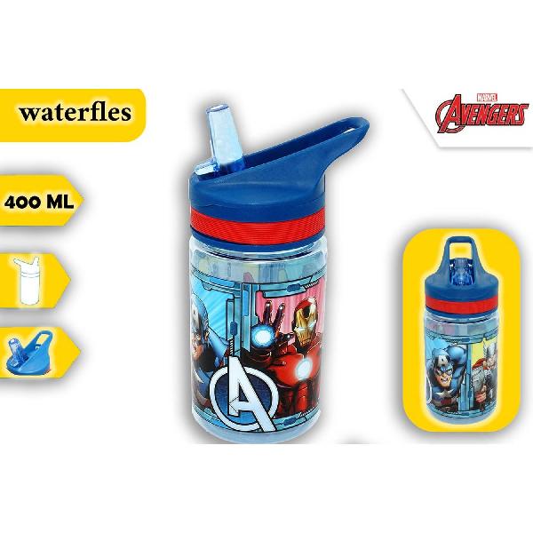 Avengers drinkfles Tritan 400 ML - Kinderen waterfles met rietje
