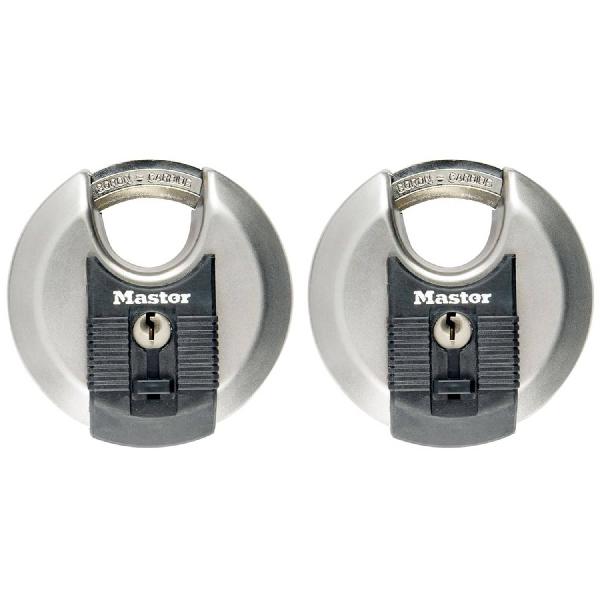 Master Lock Discus hangslot Excell 70 mm roestvrij staal 2 st M40EURT