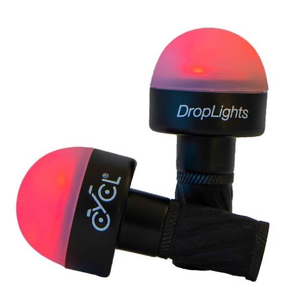 Cycl stuurverlichting DropLights 6 cm zwart/rood 2 stuks