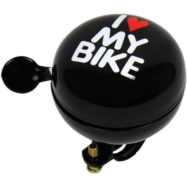 Dresco fietsbel dingdong I love My Bike 60 mm staal zwart