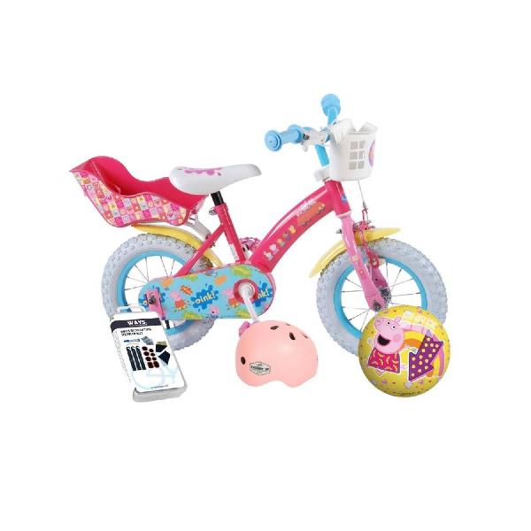Volare Kinderfiets Peppa Pig - 12 inch - Roze - Met fietshelm en accessoires