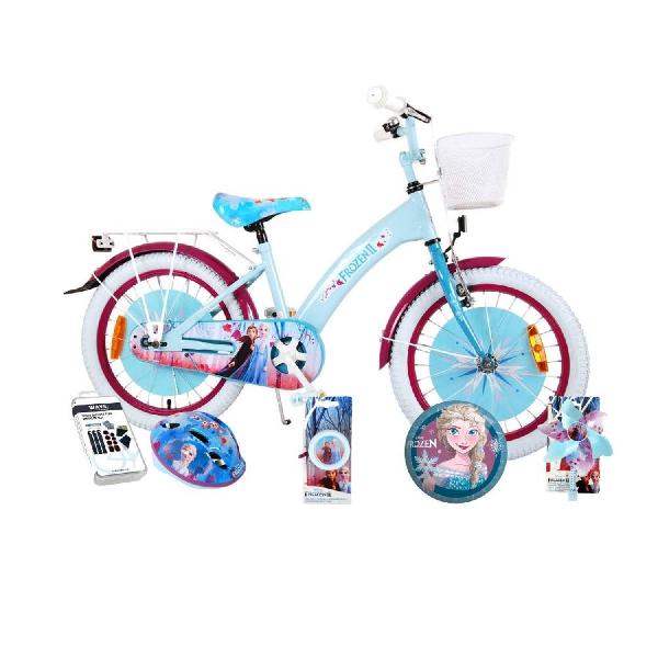 Volare Kinderfiets Disney Frozen II - 18 inch - Blauw/Paars - Met fietshelm en accessoires