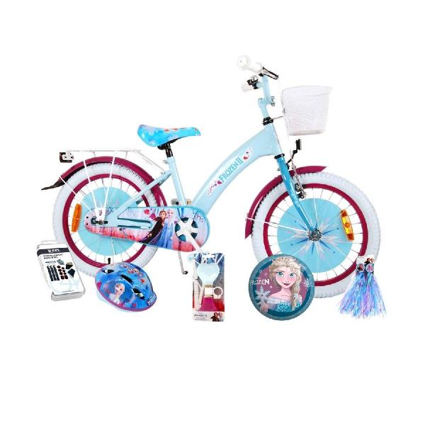 Volare Kinderfiets Disney Frozen II - 18 inch - Blauw/Paars - Inclusief fietshelm & accessoires