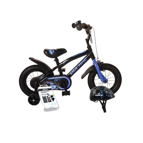 Volare Kinderfiets Super GT - 12 inch - Blauw - Met fietshelm & accessoires