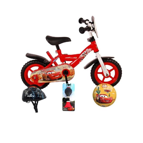 Volare Kinderfiets Disney Cars - 10 inch - Doortrapper - Met fietshelm en accessoires