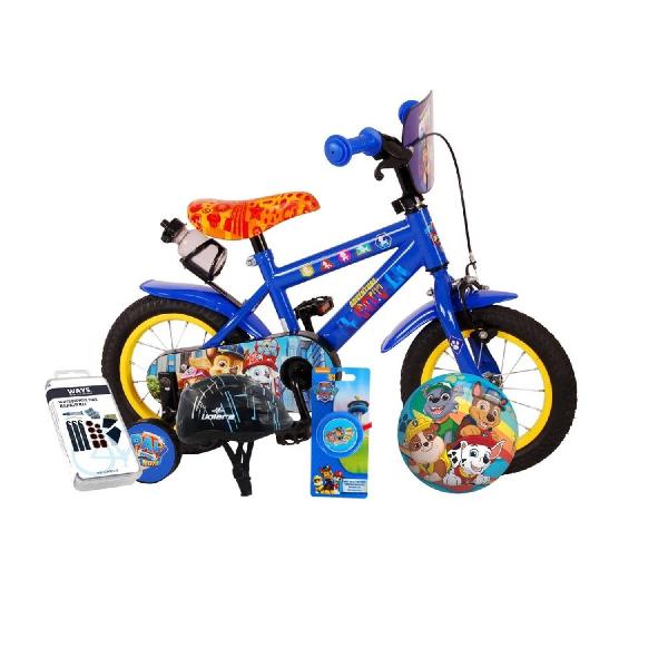 Volare Kinderfiets Paw Patrol - 12 inch - Blauw - Twee handremmen - Inclusief fietshelm + accessoires