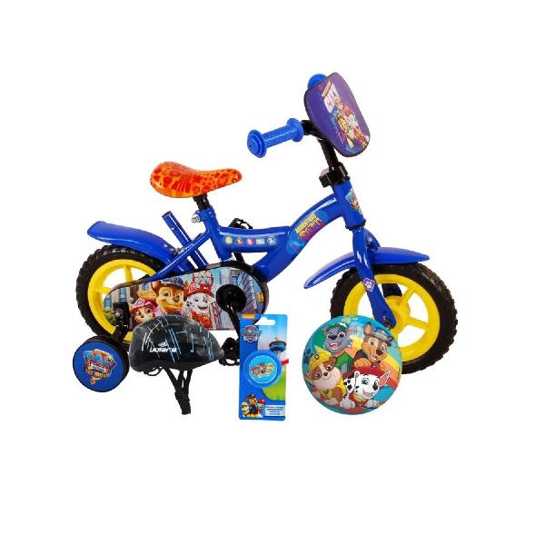 Volare Kinderfiets Paw Patrol - 10 inch - Blauw - Doortrapper - Inclusief fietshelm en accessoires