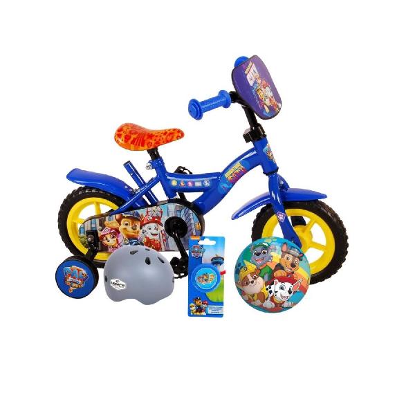 Volare Kinderfiets Paw Patrol - 10 inch - Blauw - Doortrapper - Inclusief fietshelm & accessoires