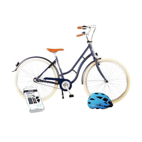 Volare Kinderfiets Lifestyle - 48 cm - Blauw - 3 Versnellingen - Lage zadelstand - Inclusief fietshelm + accessoires