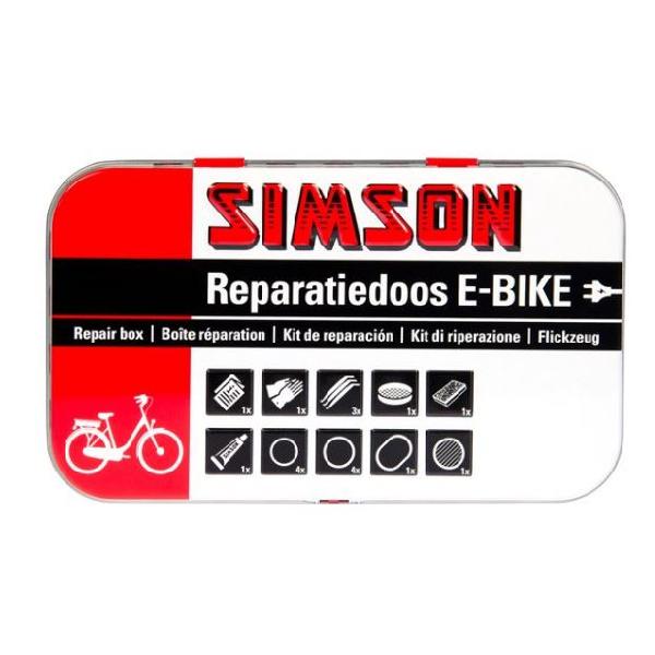 Simson reparatiedoos E bike aluminium rood/wit 14 delig