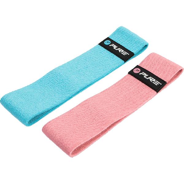 Pure2Improve weerstandsbanden polyester blauw/roze 2 stuks