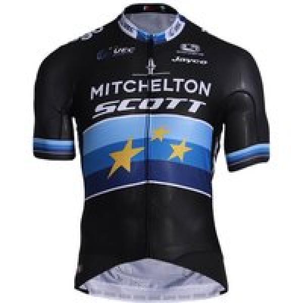 MITCHELTON-SCOTT Europees kampioen 2019 fietsshirt Pro met korte mouwen, voor he