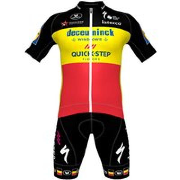 DECEUNINCK QUICK-STEP PRR Belgische kampioen 2021 Set (fietsshirt + fietsbroek),