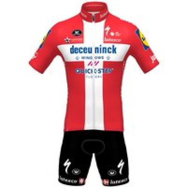 DECEUNINCK QUICK-STEP Deense kampioen 2021 (fietsshirt + fietsbroek) Set (2 stuk