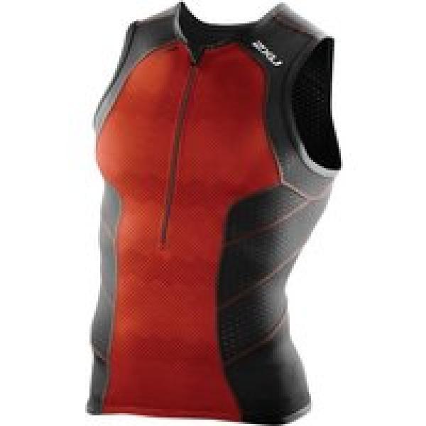 2XU triathlon singlet Perform oranje-zwart, voor heren, Maat S, Triathlon shirt,